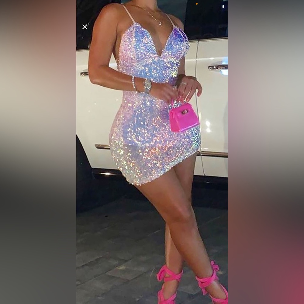 Sequin pink mini dress